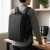 Black backpack, lightweight and large-capacity student commuting travel backpack details Picture